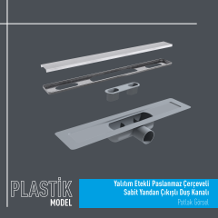 Klasik Seri Etekli Q50 Yan Sabit Çıkışlı Plastik Duş Kanalı