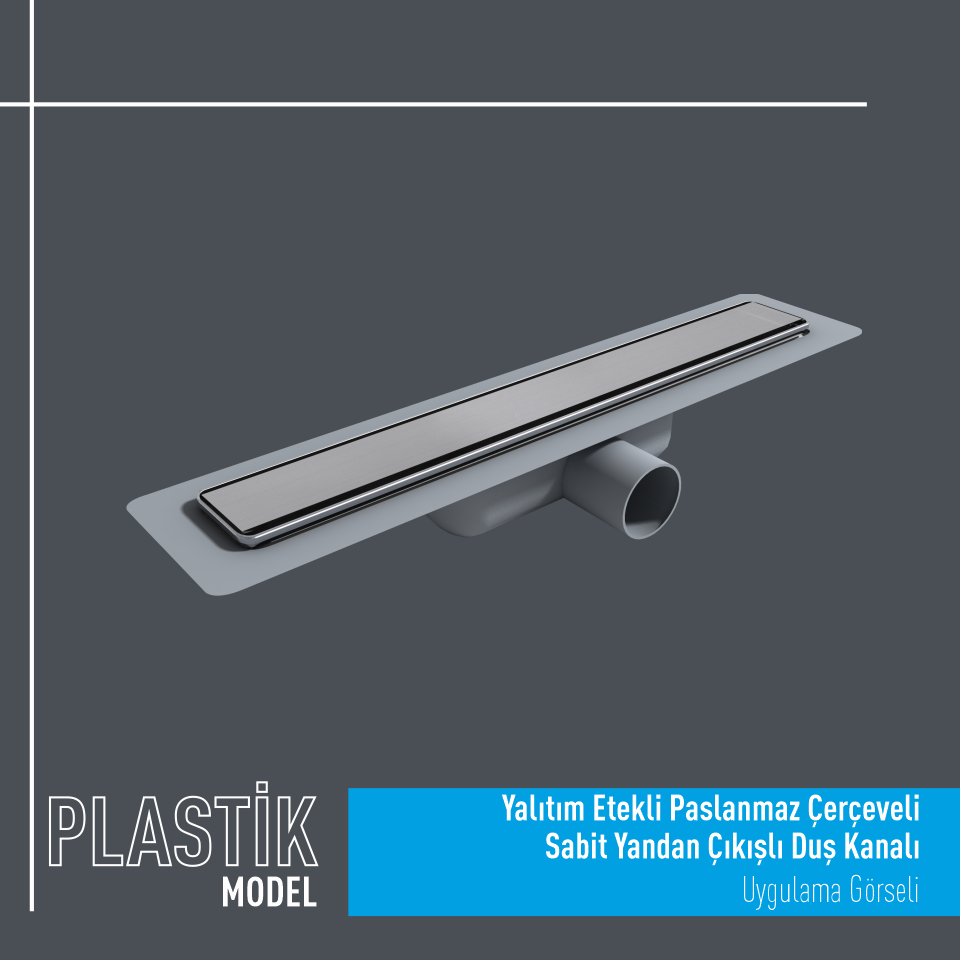 Klasik Seri Etekli Q50 Yan Sabit Çıkışlı Plastik Duş Kanalı