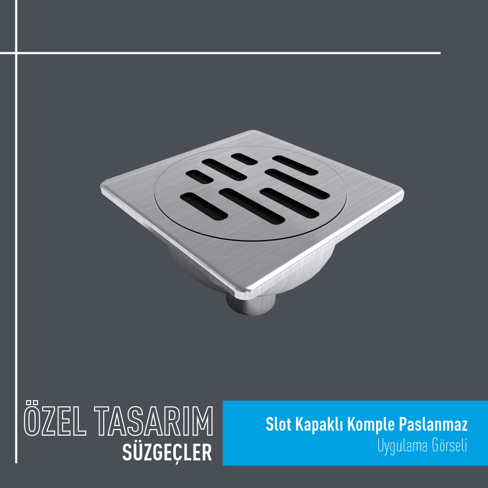 Slot Kapaklı Komple Paslanmaz Yer Süzgeci