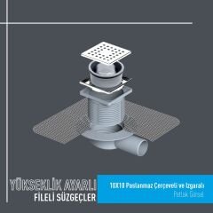 10x10 Paslanmaz Çerçeveli Fileli Süzgeç Takımı Yandan Çıkışlı