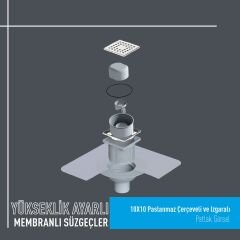 10x10 Paslanmaz Çerçeveli Membranlı Süzgeç Takımı Alttan Çıkışlı