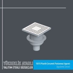 15x15 Plastik Çerçeveli Yalıtım Etekli Süzgeç Takımı Alttan Çıkışlı